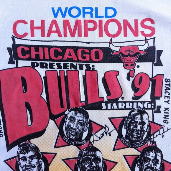 Rare vintage 1991 Chicago Bulls World Champions bootleg Good Boys tee - Picture 3 of 12